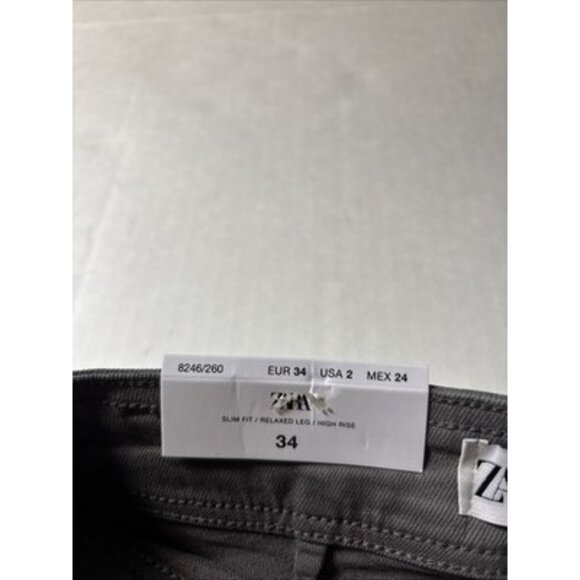 New Zara Grey The Marine Straight Wide Leg Pants Size 34 US Size 2 - Picture 4 of 6